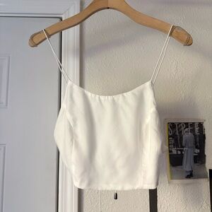 NWT LOCAL EUROPEAN white cupro backless cropped tie back tank top